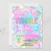 Pastel Rainbow Neon Gymnastiek Verjaardagsfeest Kaart (Voorkant)