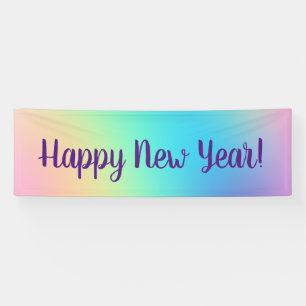 Pastel Rainbow nieuwjaarspartij Spandoek