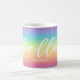 Pastel Rainbow Ombre Hallo gepersonaliseerd Koffiemok