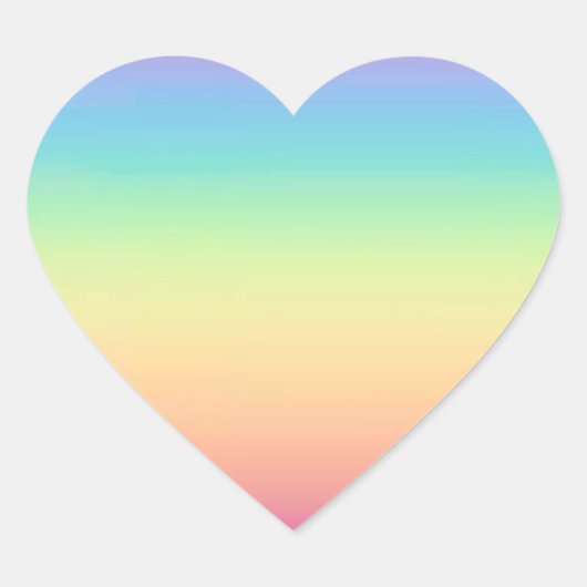Pastel Rainbow Ombre Hart Sticker (Voorkant)