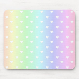 Pastel Rainbow Ombre Hearts Patroon Muismat