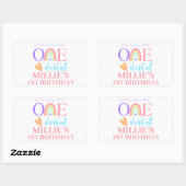 Pastel Rainbow ONE derful 1st Birthday Stickers (Feuille)