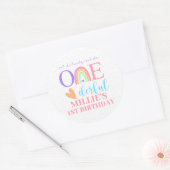 Pastel Rainbow ONEderful 1st Verjaardag Stickers (Envelop)