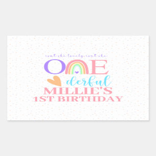 Pastel Rainbow ONEderful 1st Verjaardag Stickers