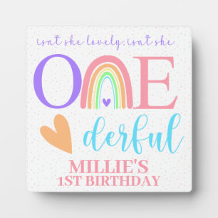 Pastel Rainbow ONEderful Eerste Verjaardag Plaque Fotoplaat
