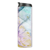 *~ Pastel Rainbow Opal Abstract Gold Glitter Thermosbeker (Geroteerd rechts)