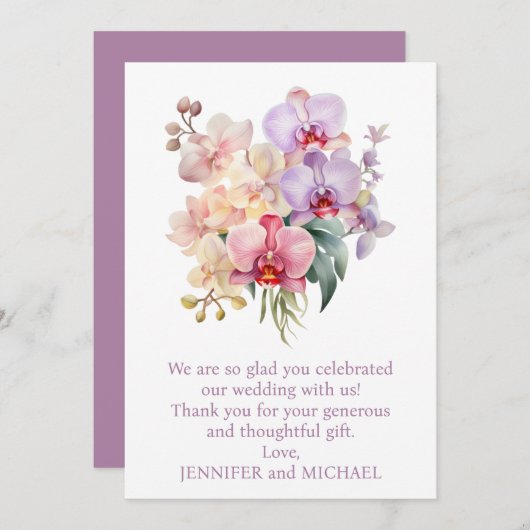 Pastel Rainbow Orchids Mariage Merci Note (Devant / Derrière)