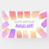 Pastel Rainbow Pattern Paint Birthday Party Spandoek (Horizontaal)