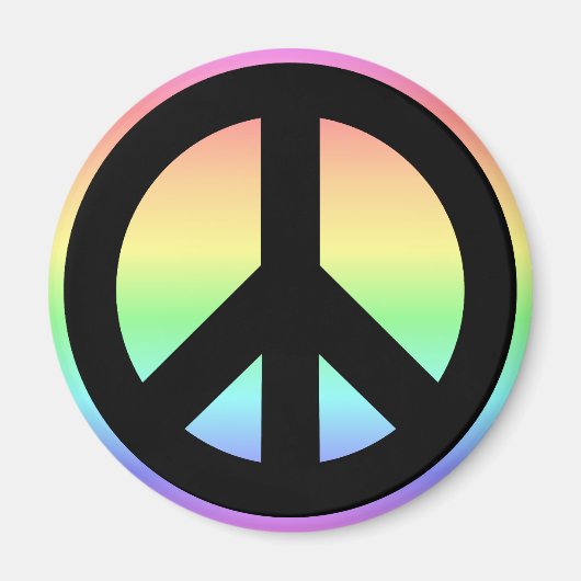 Pastel Rainbow Peace Sign Magneet (Voorkant)