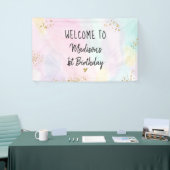 Pastel Rainbow Pink Gold Birthday Spandoek (Beurs)