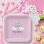 Pastel Rainbow Pink Plate Papieren Bordje (Feest)