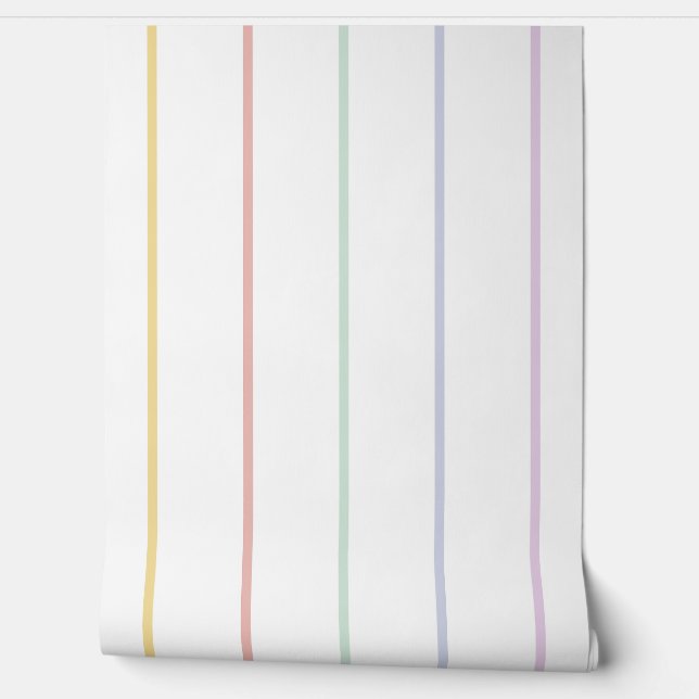 Pastel Rainbow Pinstripes Behang (Afrollen)