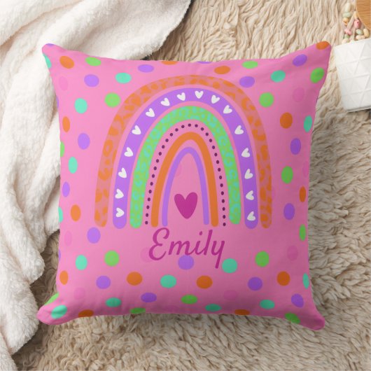 Pastel Rainbow Polka Dot School ,Schattige Back-to Kussen (Deken)