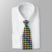 Pastel Rainbow Polka Dots Black Stropdas (Gebonden)
