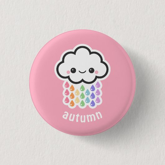 Pastel Rainbow Rain Cloud Ronde Button 3,2 Cm (Voorkant)