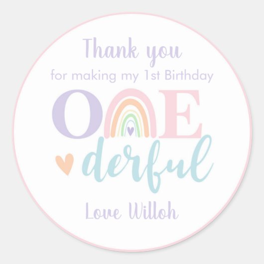 Pastel Rainbow Round Favoriet Sticker (Voorkant)