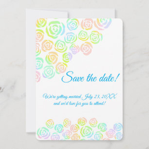 Pastel Rainbow Rozen Weddenschap Save The Date