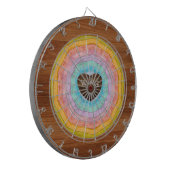 Pastel Rainbow Rustic Wood Tone Monogram harten Da Dartbord (Voorkant Links)