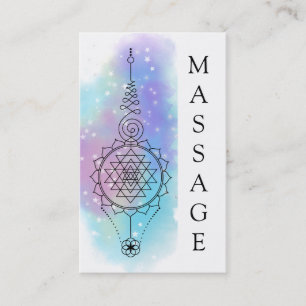 *~* Pastel Rainbow Sacred Geometry Massage Stars Visitekaartje