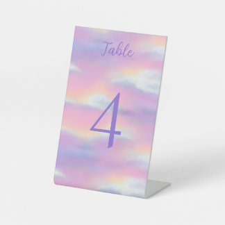 Pastel Rainbow Sky Baby shower Tafelnummer Reclamebord Met Voetstuk