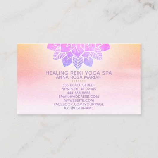 *~* Pastel Rainbow Spiritueel Mandala Yoga Reiki Visitekaartje (Achterkant)