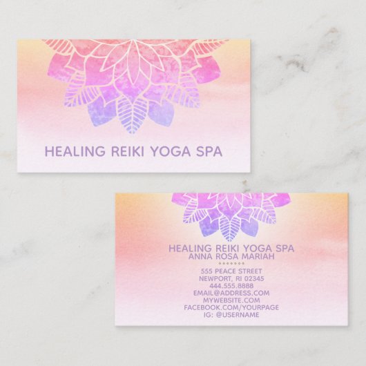 *~* Pastel Rainbow Spiritueel Mandala Yoga Reiki Visitekaartje (Voorkant / Achterkant)