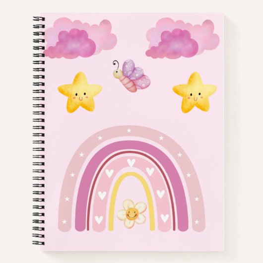 Pastel Rainbow & Stars Nursery Design | Cute Kawai Notitieboek (Voorkant)