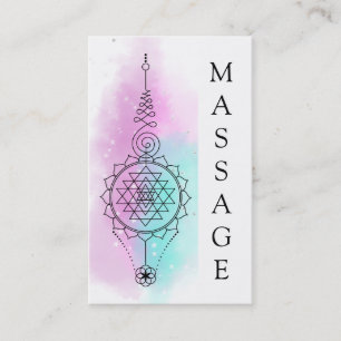 *~* Pastel Rainbow Stars Sacred Geometry Massage Visitekaartje