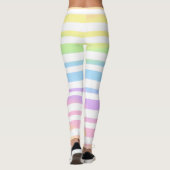 Pastel Rainbow Stripes Abstract Blur Art Design Leggings (Achterkant)