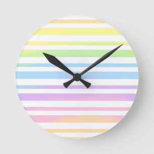 Pastel Rainbow Stripes Abstract Blur Art Design Ronde Klok