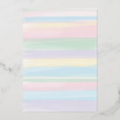Pastel Rainbow Stripes Baby shower Foil Invitation (Verso)
