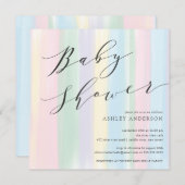 Pastel Rainbow stripes Baby shower Invitation (Devant / Derrière)