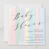 Pastel Rainbow stripes Baby shower Invitation (Devant)