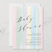 Pastel Rainbow stripes Baby shower Invitation (Devant)