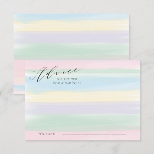 Pastel Rainbow Stripes Conseil Carte Baby shower (Devant / Derrière)