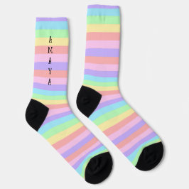 Pastel Rainbow Stripes Decora Style Sokken