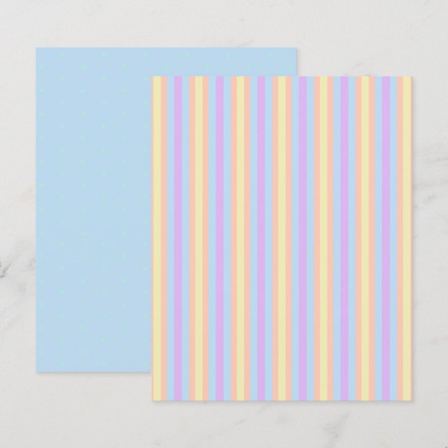 Pastel Rainbow Stripes en vlekken Scrapbook Papier (Voorkant / Achterkant)