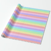 Pastel Rainbow Stripes Fairy Kei Birthday Cadeaupapier (Uitgerold)