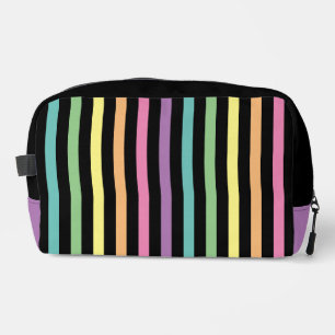 Pastel Rainbow Stripes Patroon op zwart Toilettasje