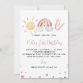 Pastel Rainbow Sunshine 1er Invitation anniversair (Devant)