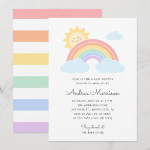 Pastel Rainbow Sunshine Baby shower Invitation