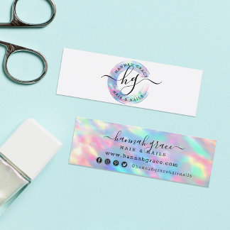 Pastel Rainbow Swash Logo Hair Nails Social Media Mini Visitekaartje