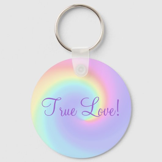 Pastel Rainbow Swirl Lesbian Wedding Sleutelhanger (Voorkant)