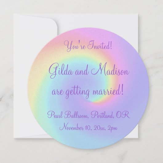 Pastel Rainbow Swirl - Uitnodiging tot huwelijk vo (Voorkant)