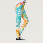 Pastel Rainbow Tie Dye Spiral Pattern Leggings (Rechts)