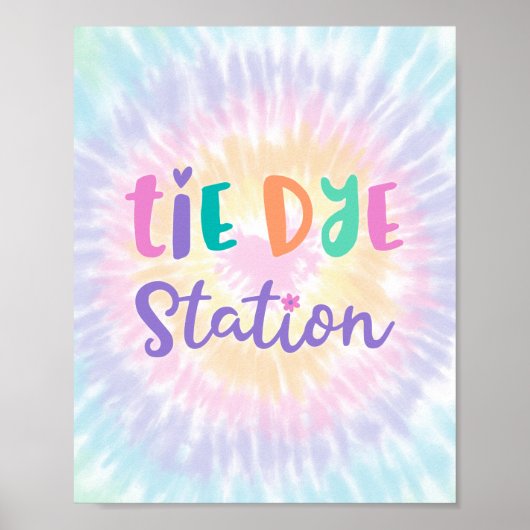 Pastel Rainbow Tie Dye Station Poster (Voorkant)