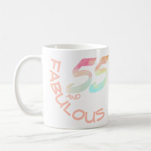Pastel Rainbow Typografie 55-jarige verjaardag Koffiemok