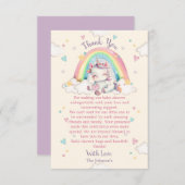 Pastel Rainbow Unicorn Baby shower Bedankkaart (Voorkant / Achterkant)