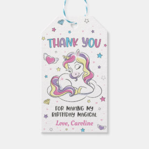 Pastel Rainbow Unicorn Birthday Party, bedankt Cadeaulabel