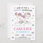 Pastel Rainbow Unicorn Birthday Party, elke leefti Kaart (Voorkant)